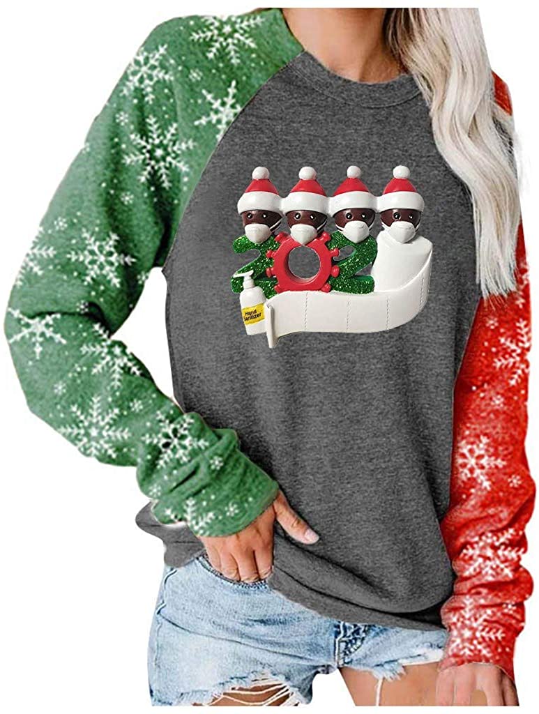 Dosoop Merry Christmas Color Block Blouse Women