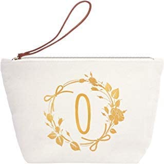 ElegantPark Monogrammed Gifts for Women Personalized Makeup Bag Monogram O Initial Makeup Bag for We