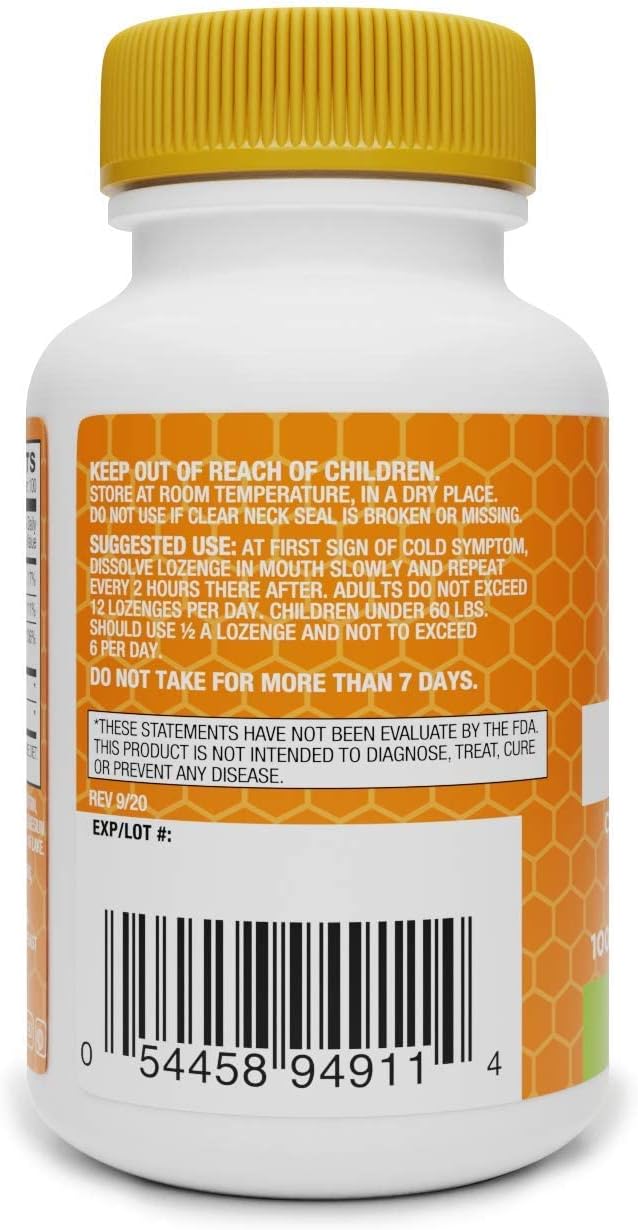 Basic Brands Zinc Lozenges, 100 Count, Orange