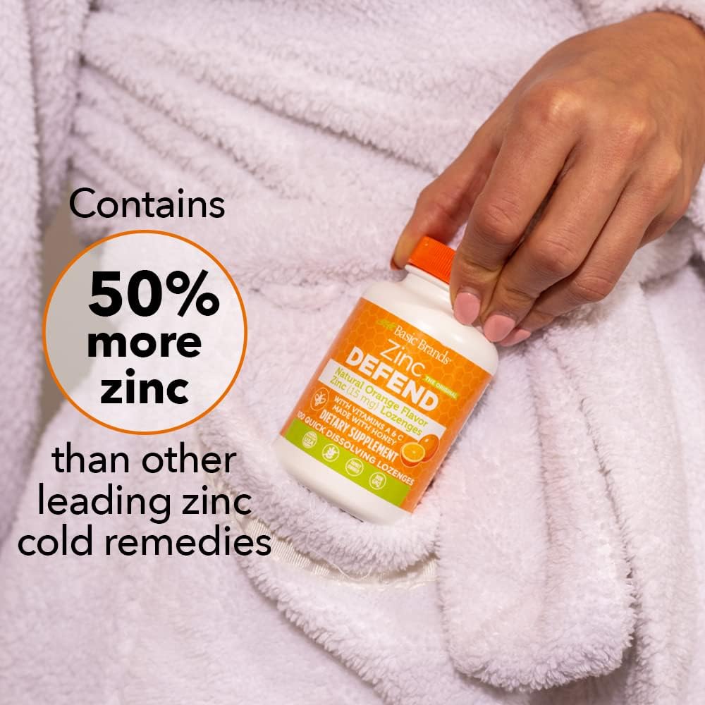 Basic Brands Zinc Lozenges, 100 Count, Orange