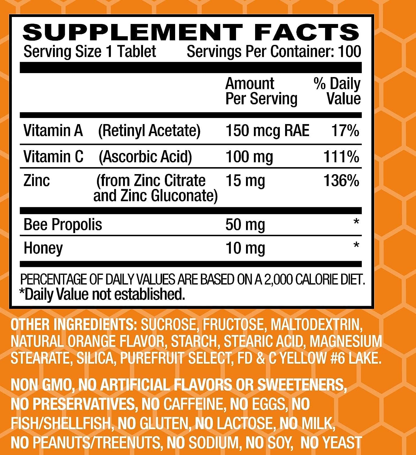 Basic Brands Zinc Lozenges, 100 Count, Orange