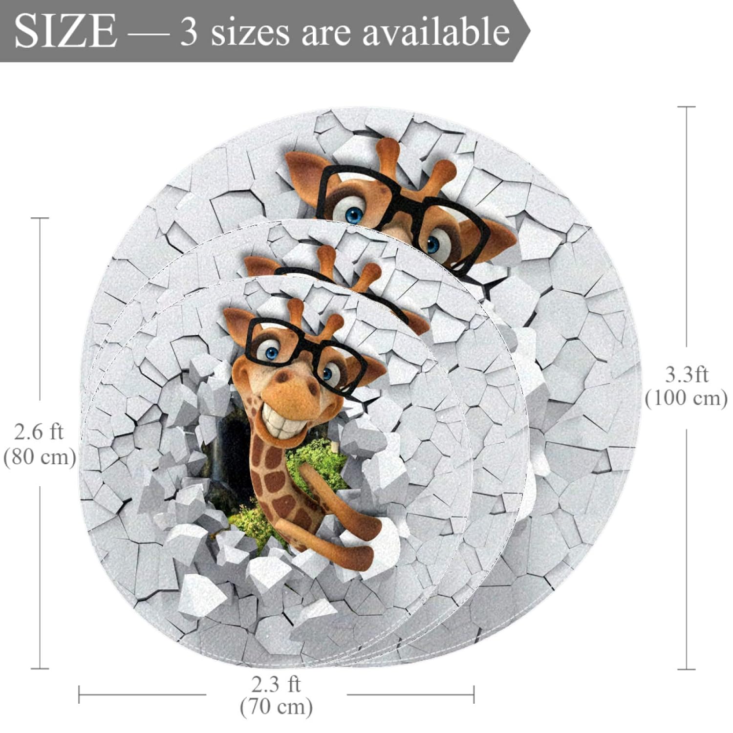 Round Comfort Anti-Fatigue Kitchen Floor Mat Spectacles Long Deer Machine Washable Kitchen Floor Rug