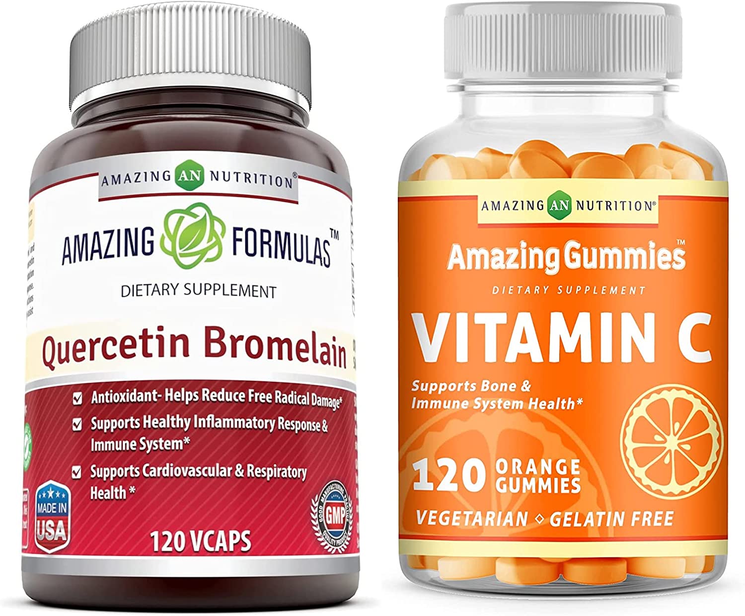 Quercetin Bromelain + Vitamin C Gummies (2 Products) | Amazing Nutrition