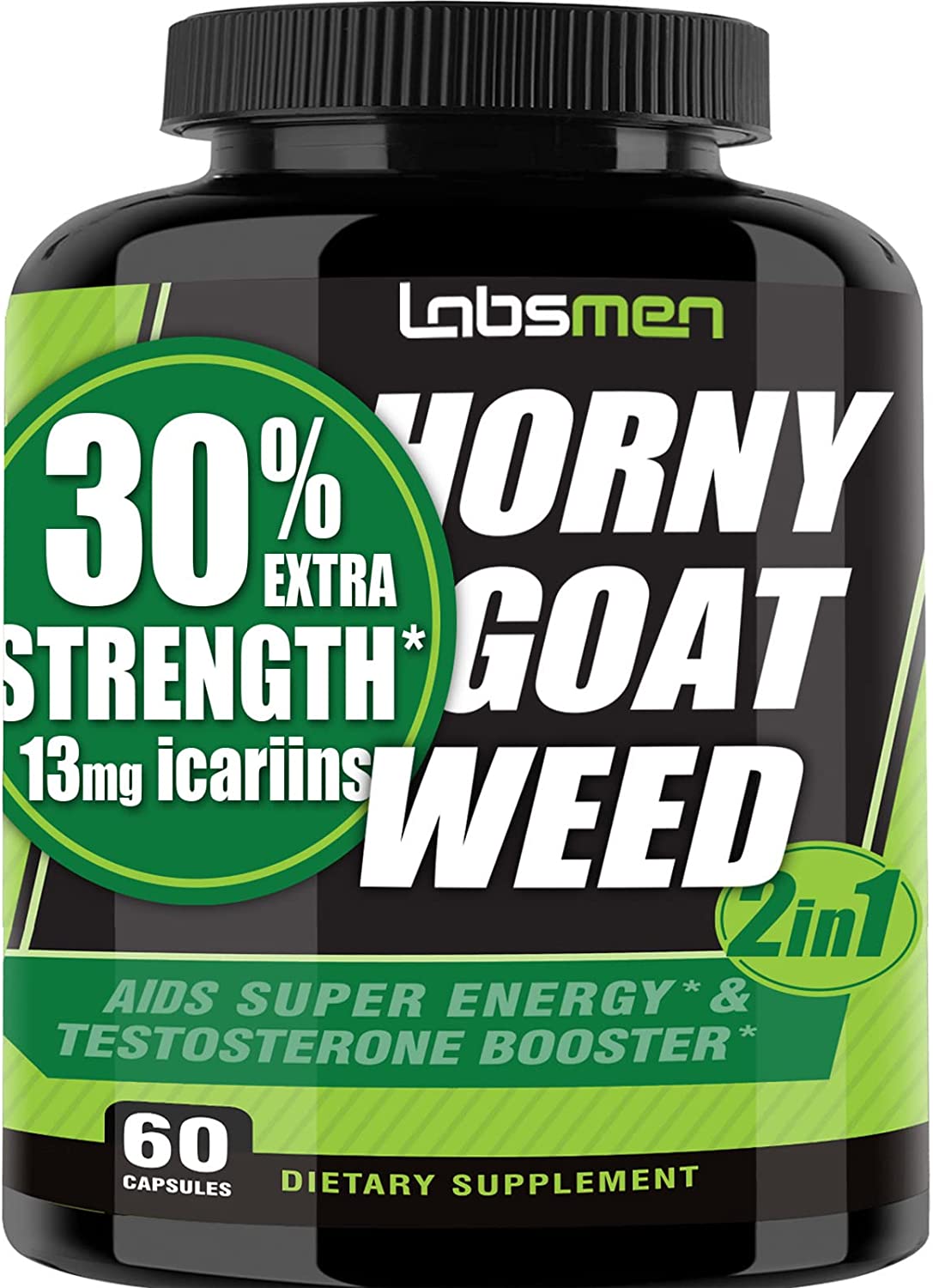 LabsMen 2-in-1 Horny Goat Weed Extract with Epimedium (13mg Icariin), Maca, Tribulus Terrestris, L A