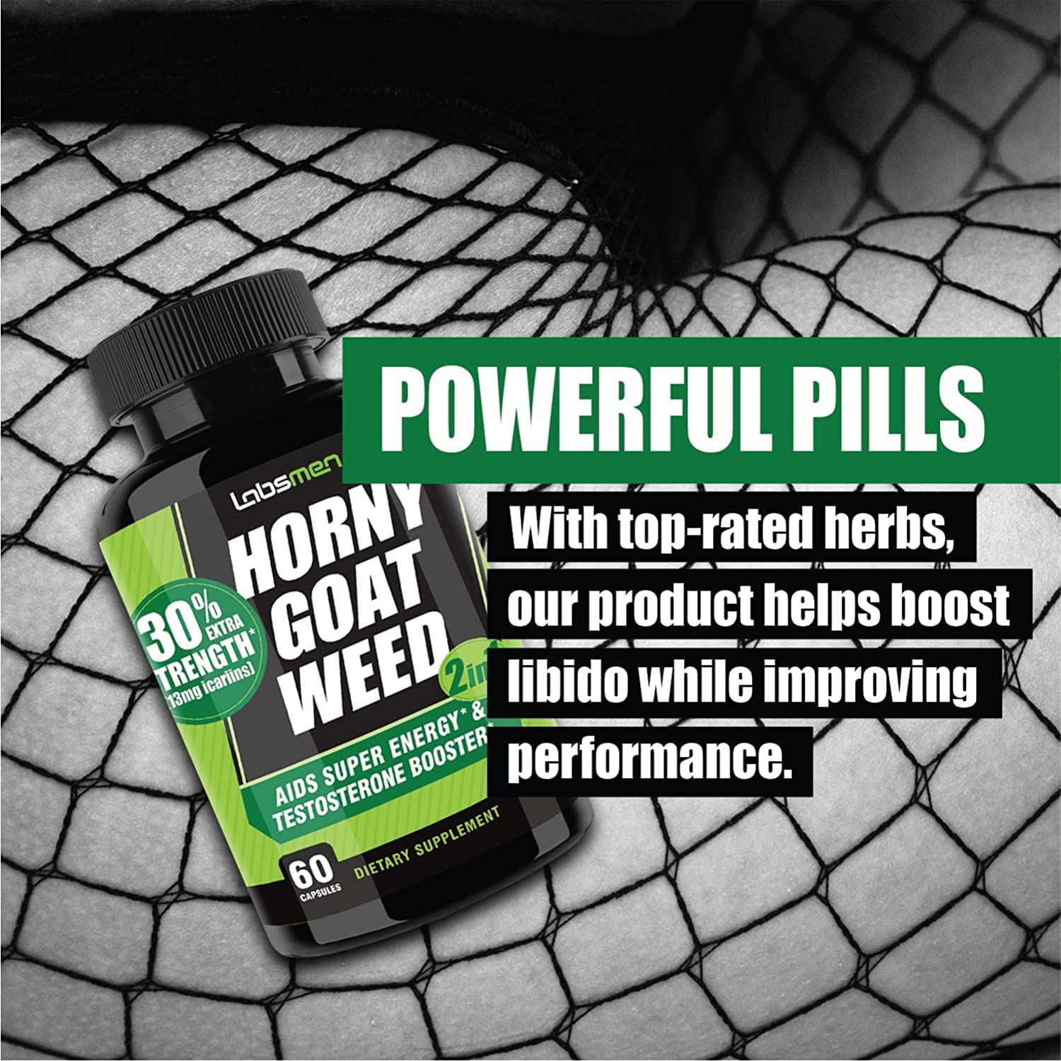 LabsMen 2-in-1 Horny Goat Weed Extract with Epimedium (13mg Icariin), Maca, Tribulus Terrestris, L A