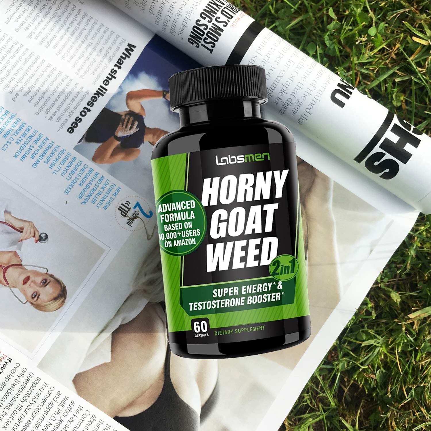 LabsMen 2-in-1 Horny Goat Weed Extract with Epimedium (13mg Icariin), Maca, Tribulus Terrestris, L A