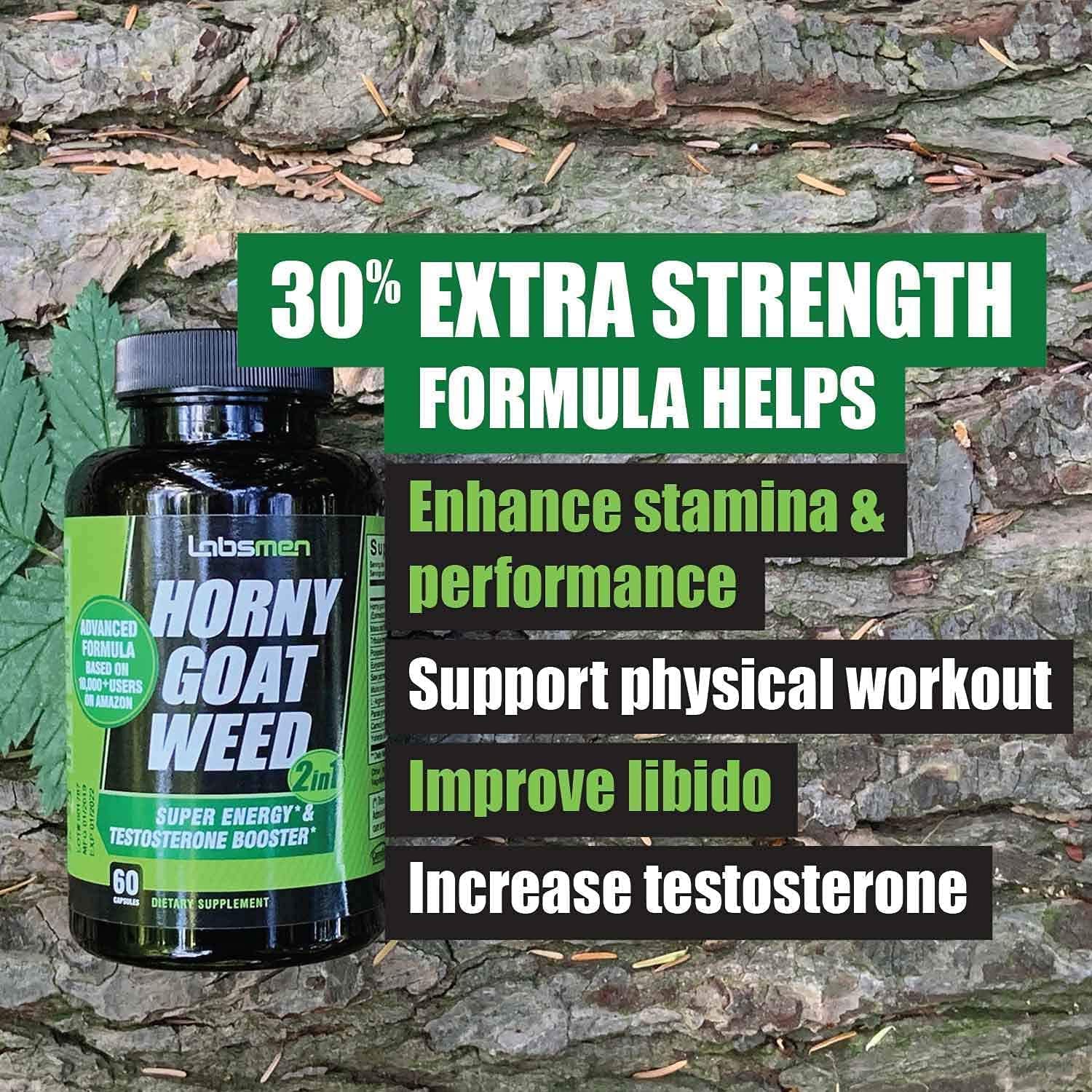 LabsMen 2-in-1 Horny Goat Weed Extract with Epimedium (13mg Icariin), Maca, Tribulus Terrestris, L A