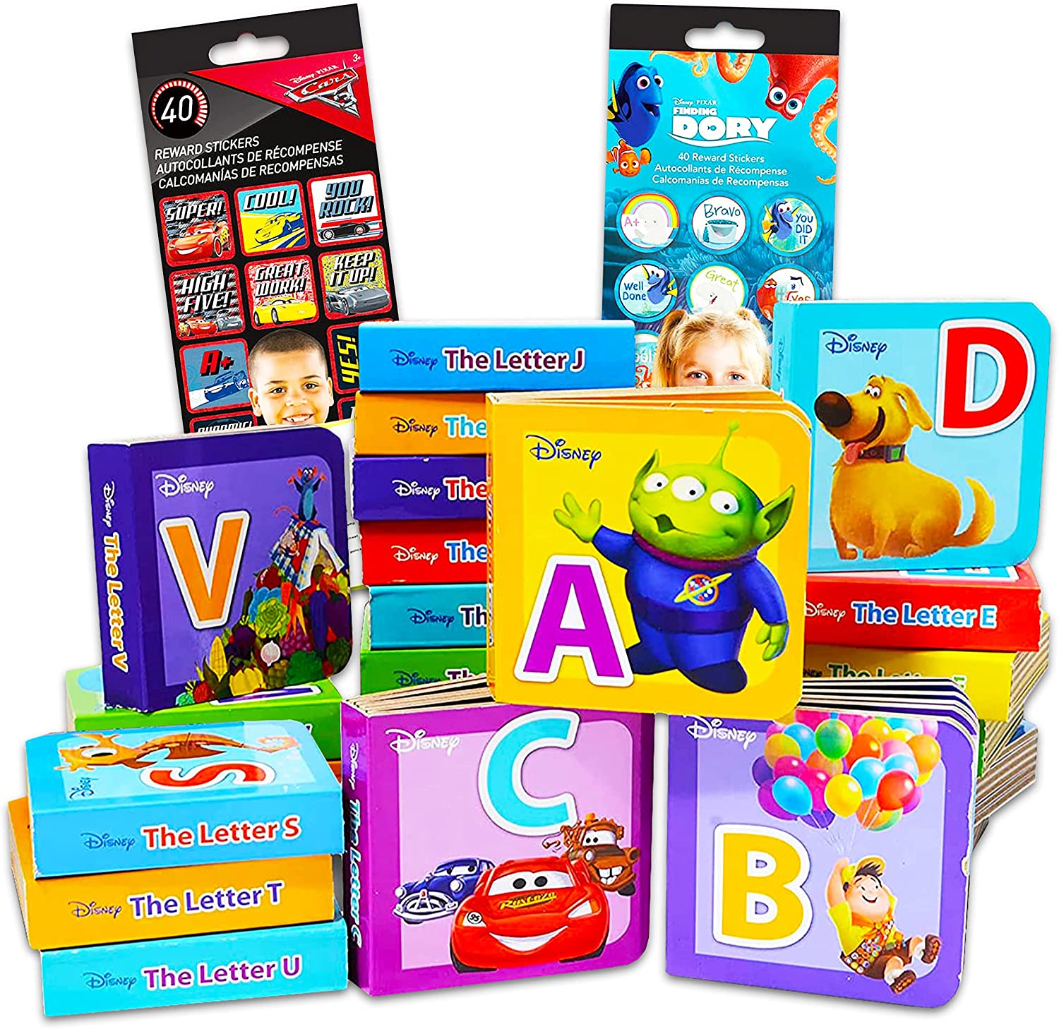 Disney Alphabet Story Book Collection Bundle Disney Board Book Set ~ 24 Pack Disney Pixar My First L