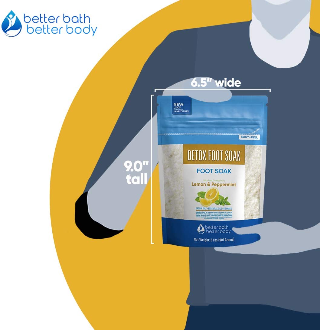 Detox Foot Soak 32 Ounces Epsom Salt with Natural Lemon, Peppermint, Lavender and Frankincense Essen