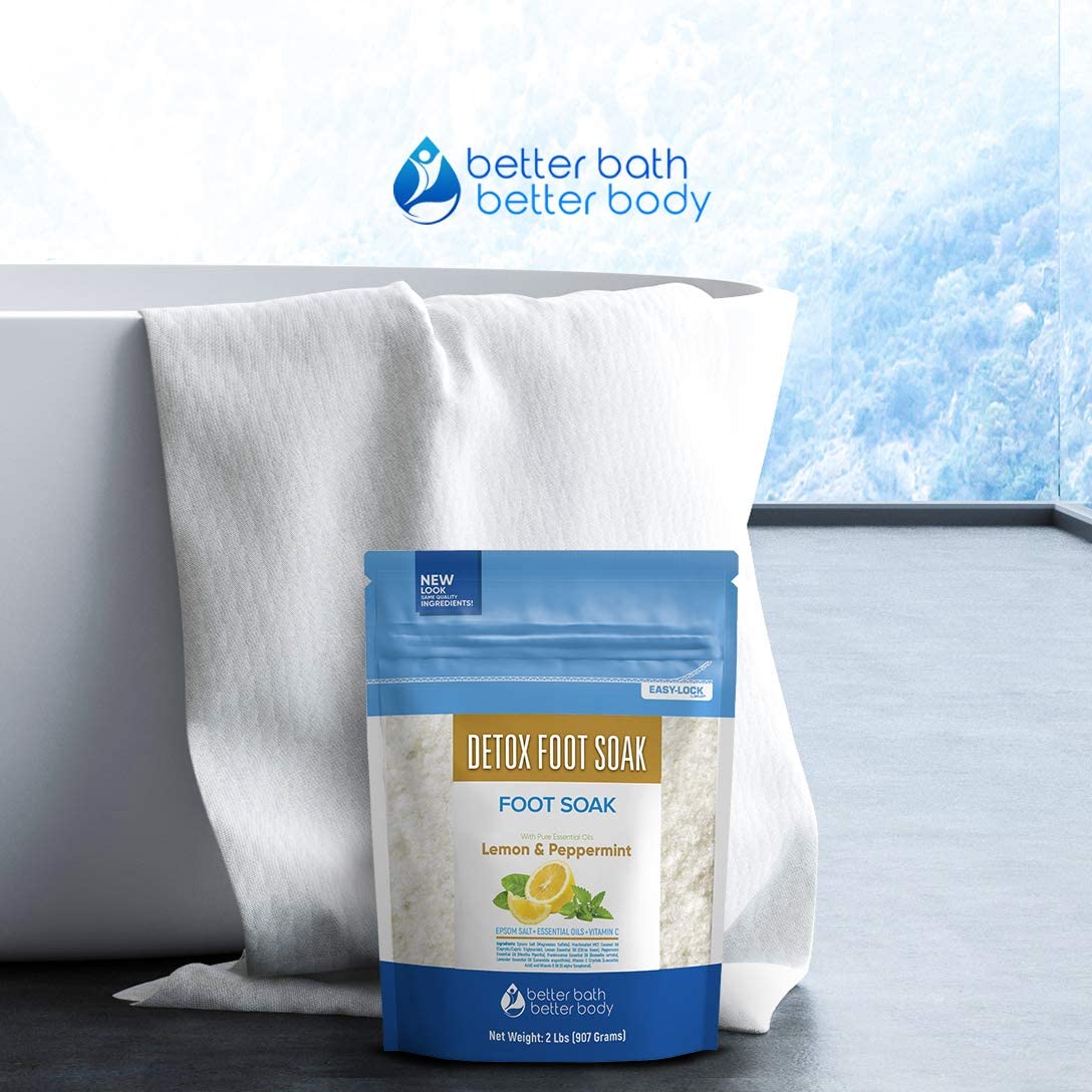 Detox Foot Soak 32 Ounces Epsom Salt with Natural Lemon, Peppermint, Lavender and Frankincense Essen