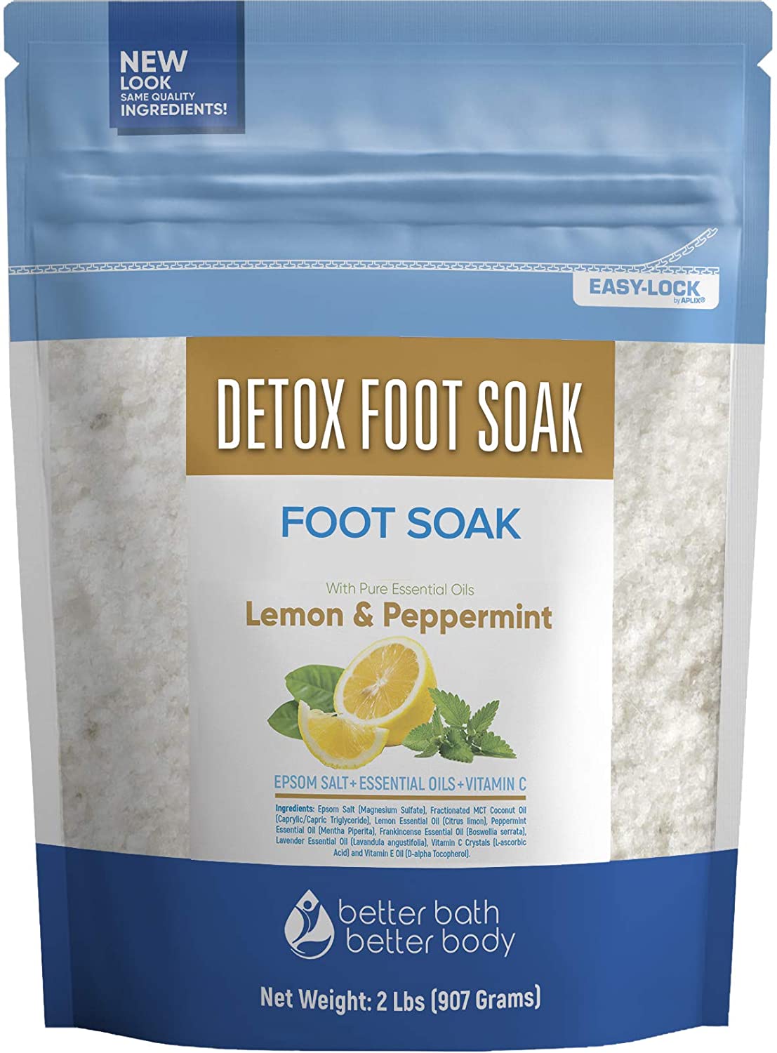 Detox Foot Soak 32 Ounces Epsom Salt with Natural Lemon, Peppermint, Lavender and Frankincense Essen