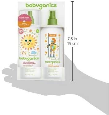 Babyganics SPF 50 Baby Sunscreen Spray UVA UVB Protection and DEET Free Bug Repellent, 2 Pack (6 Oun
