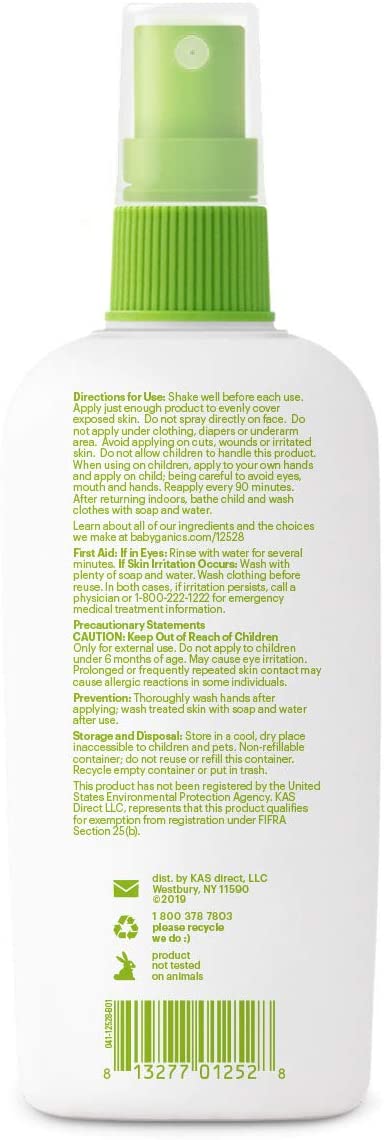 Babyganics SPF 50 Baby Sunscreen Spray UVA UVB Protection and DEET Free Bug Repellent, 2 Pack (6 Oun