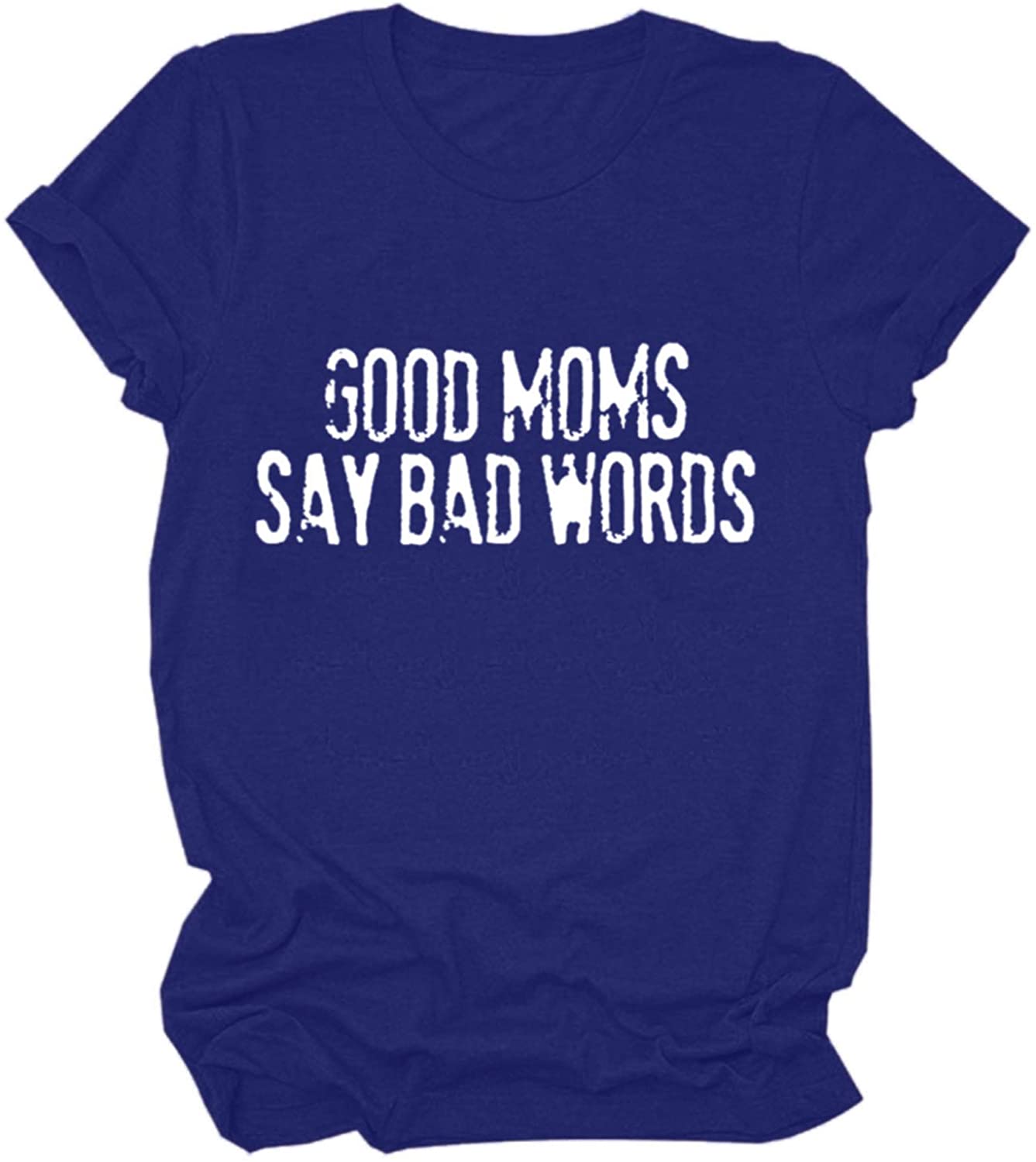 Dosoop Good Moms Say Bad Words T Shirt Graphic Tee for Women Funny Graphic Letter Print Short Sleeve
