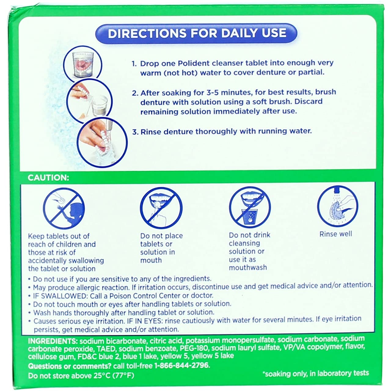 Polident 3 Minute Denture Cleanser Tablets, 40 ea