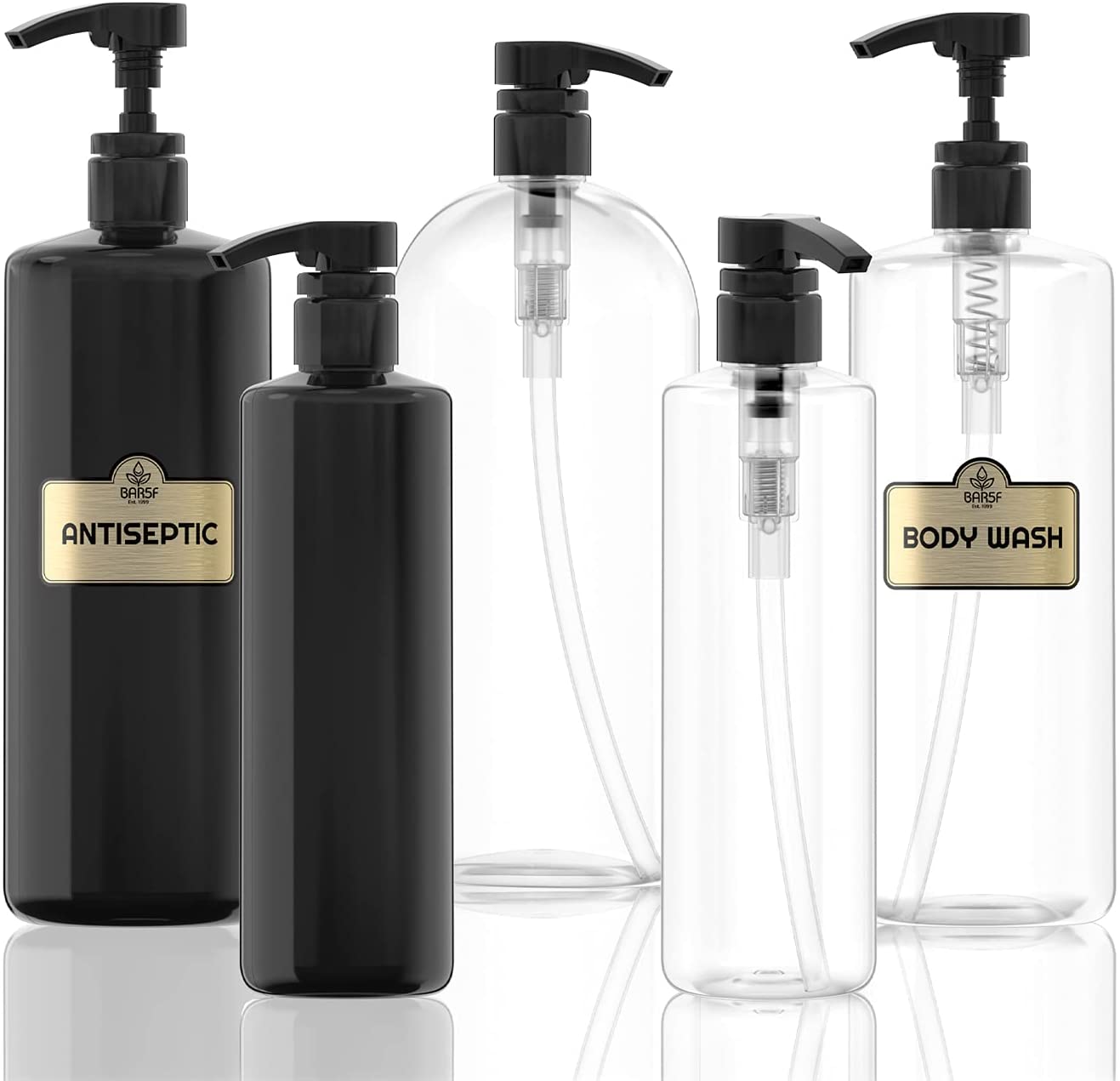 Bar5F N18S Best Shampoo/Conditioner Dispenser Pump for 1 L (33.8 oz.) Bottles, Black, Pack of 2