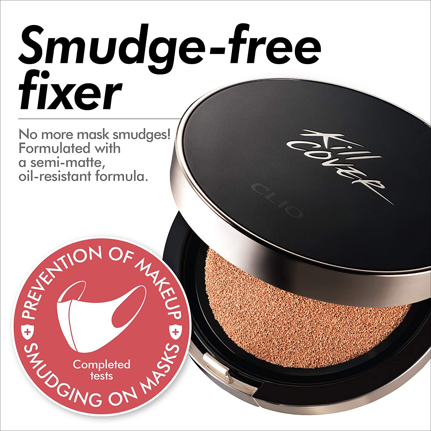 CLIO Kill Cover Fixer Cushion | SPF50+/PA+++ Makeup Base and Fixer, Long Lasting, Full Coverage with
