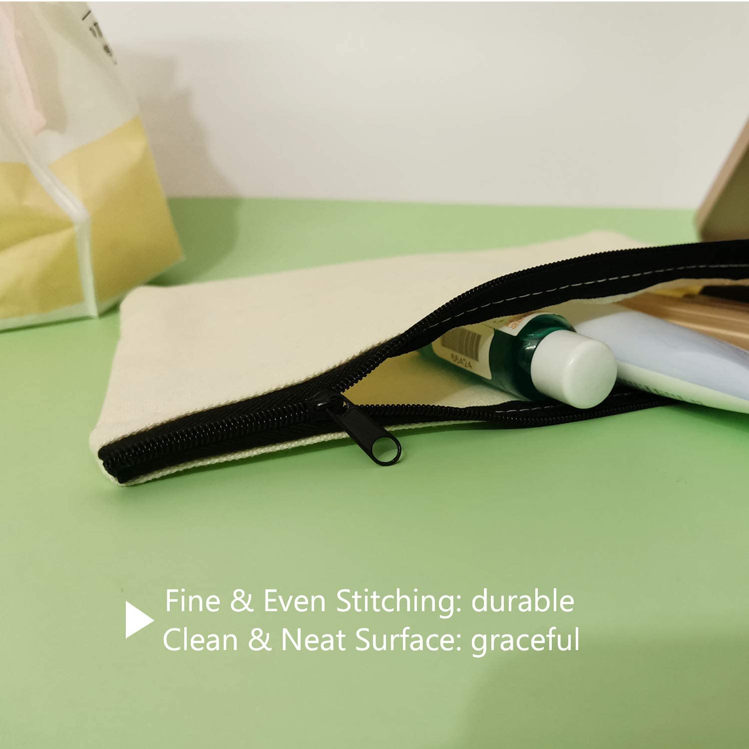 Canvas Makeup Bags, 12 KOOLMOX 9x7