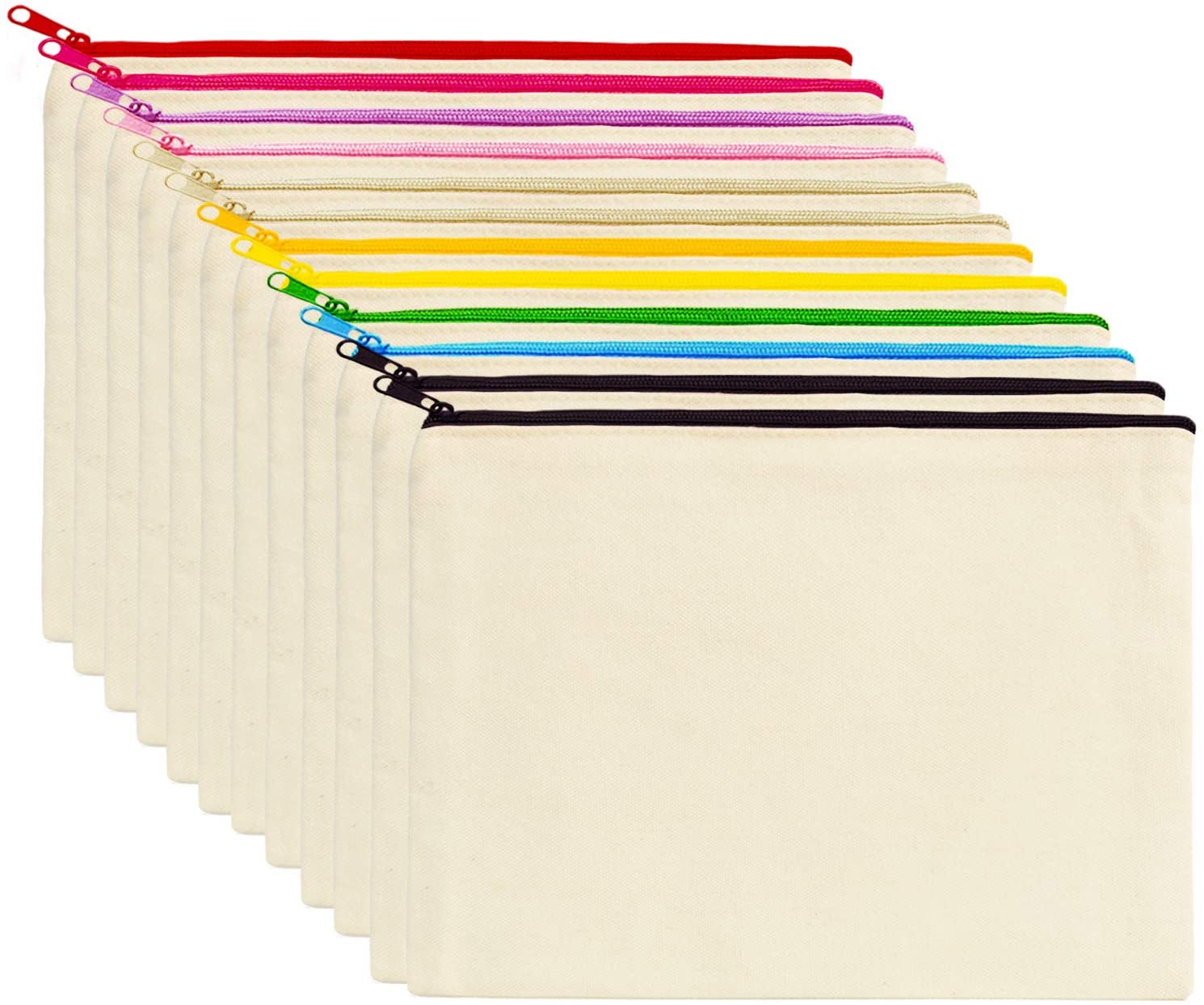 Canvas Makeup Bags, 12 KOOLMOX 9x7