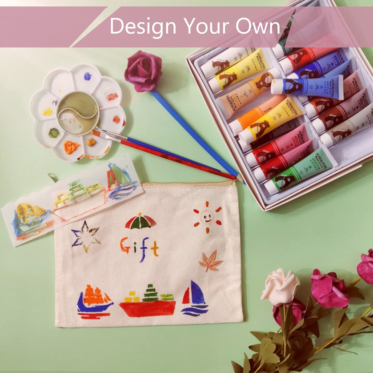 Canvas Makeup Bags, 12 KOOLMOX 9x7