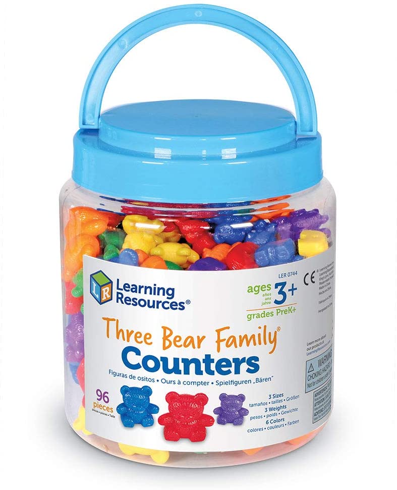 Learning Resources Three Bear Family Counters, Educational Counting and Sorting Toy, Rainbow, Autism