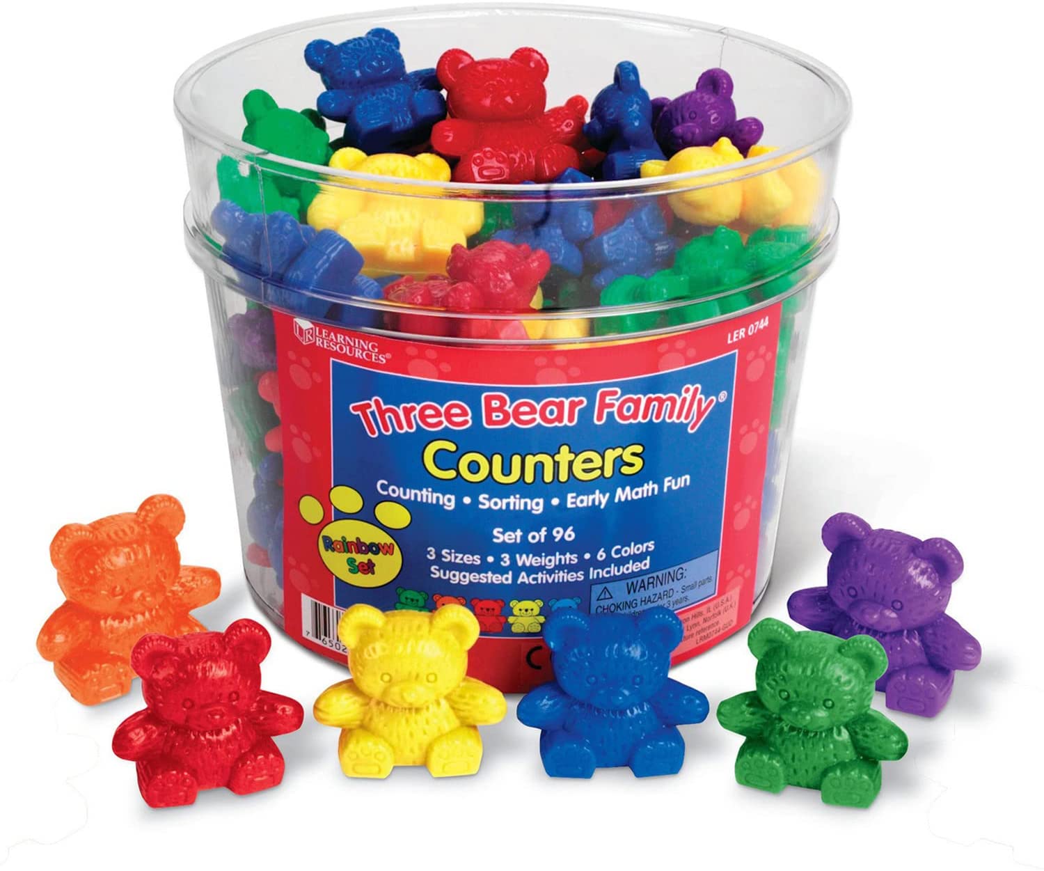 Learning Resources Three Bear Family Counters, Educational Counting and Sorting Toy, Rainbow, Autism
