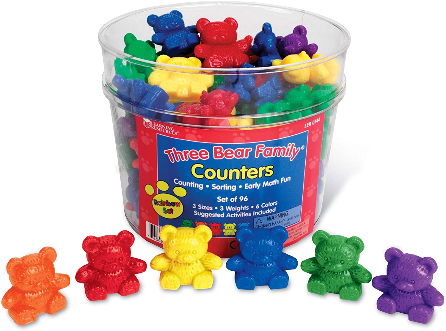 Learning Resources Three Bear Family Counters, Educational Counting and Sorting Toy, Rainbow, Autism