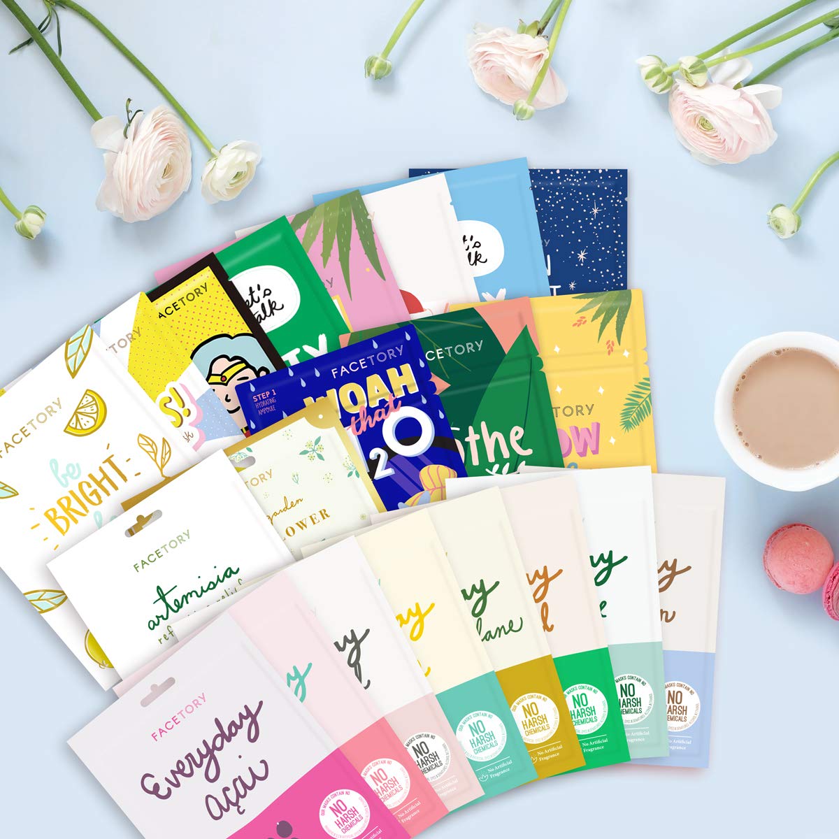 FaceTory Face Sheet Mask Bundle with 21 Facial Korean Skin Care Sheet Masks | Hydrating, Radiance Bo