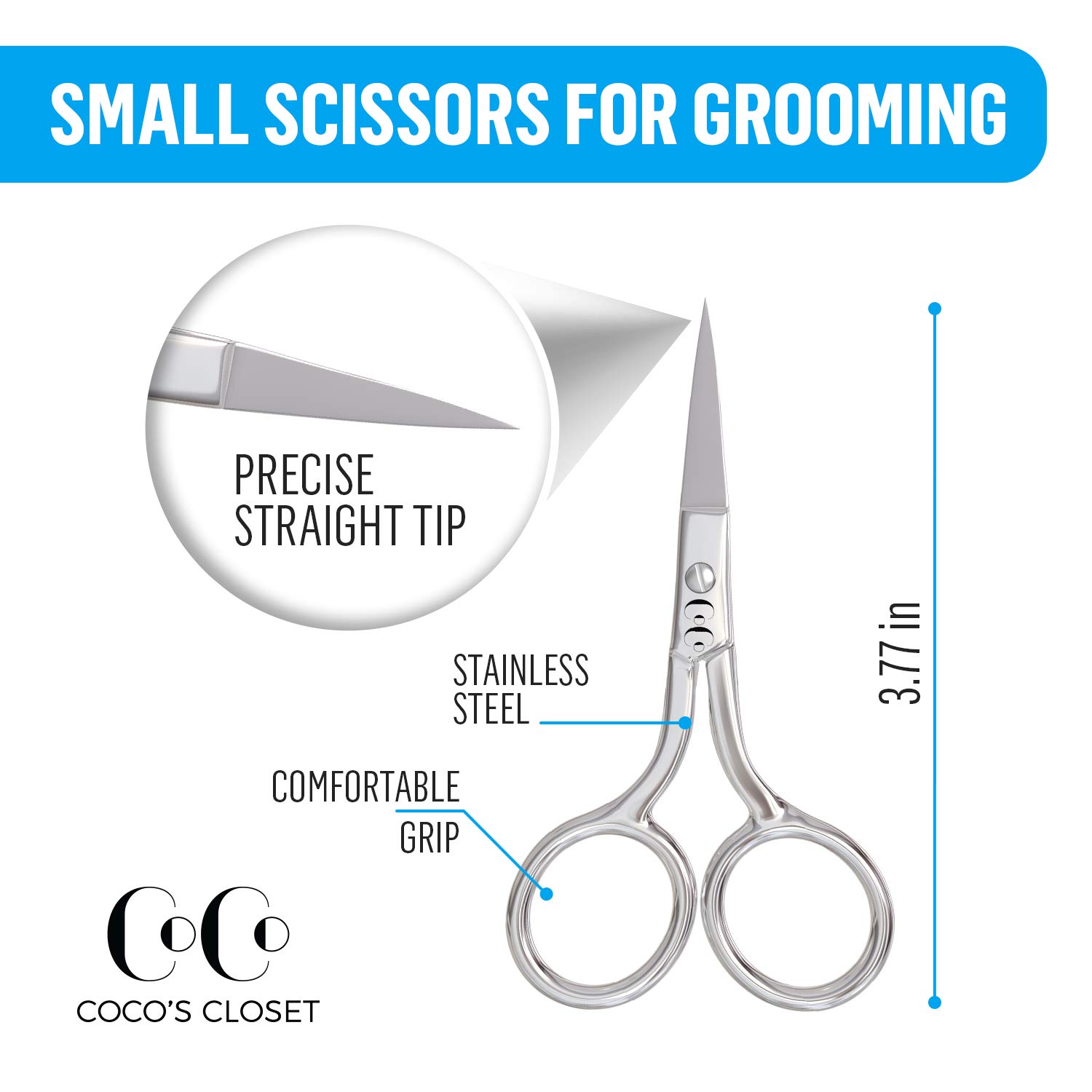 CoCos Eyebrow Scissors, Sharp Trimming Hair Scissors, Small Hair Cutting & Barber Scissor, Nose Hair