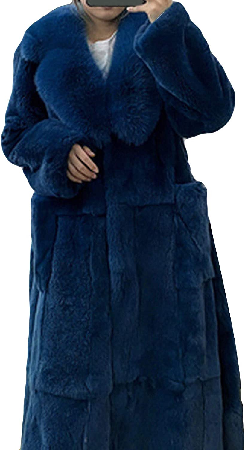 Dosoop Women Winter Warm Luxury Faux Furs Coat Outerwear Long Sleeve Faux Mink Faux Fur Plus Size Ho