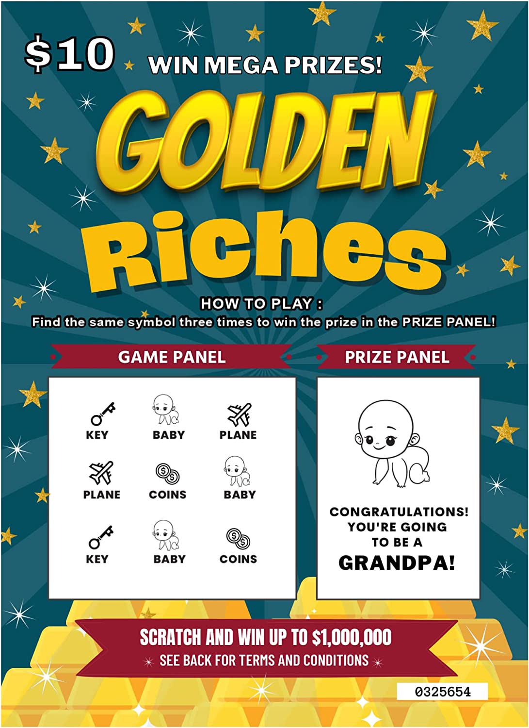Zoschie Grandpa Pregnancy Announcement Lottery Ticket Scratch Off Card Grandpa Baby