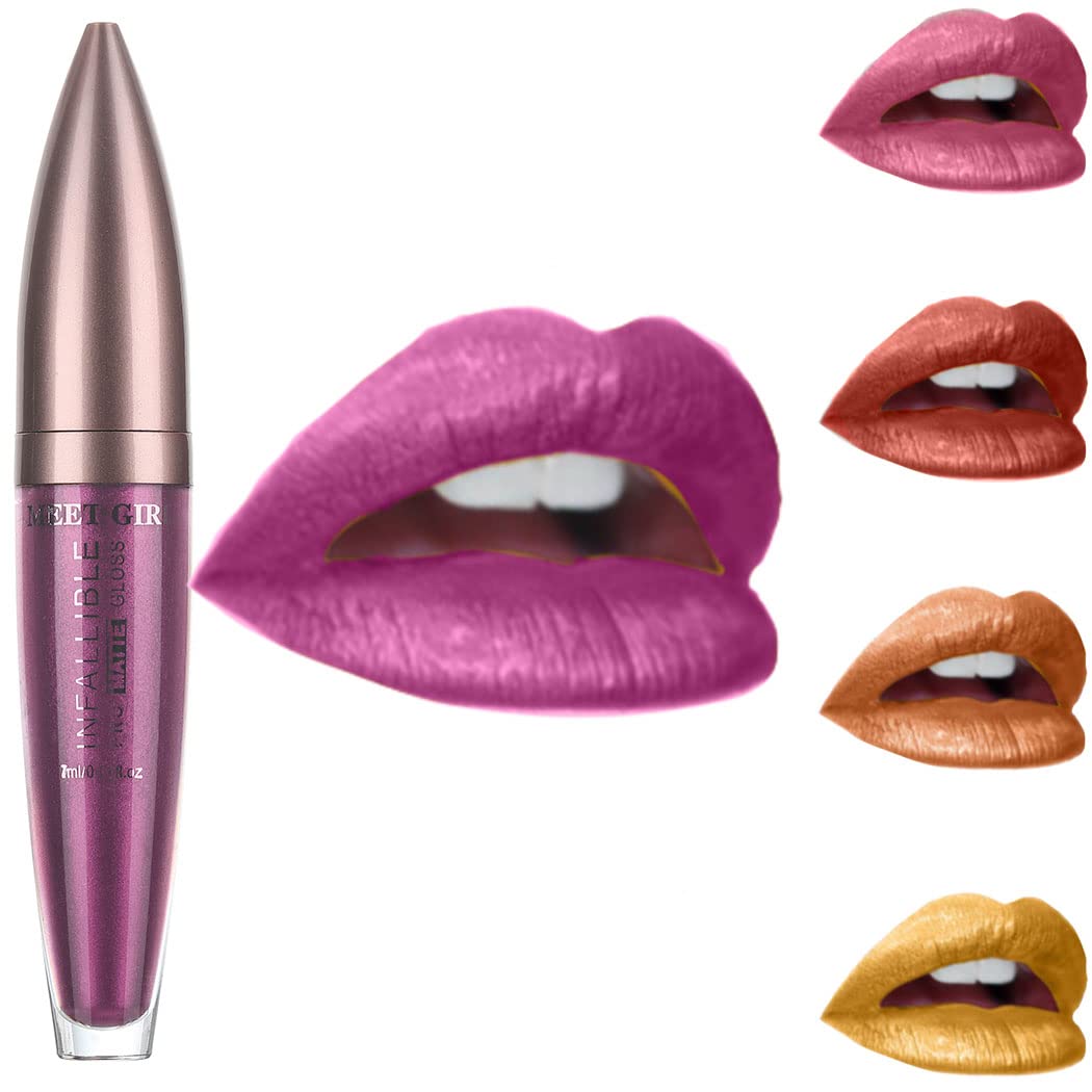 Kisshine Matte Lipstick Purple Metallic Lip Sticks Waterproof Lipsticks Long Lasting Costume Party L