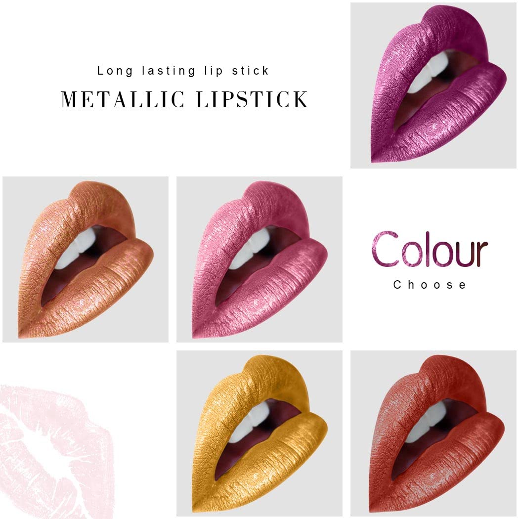 Kisshine Matte Lipstick Purple Metallic Lip Sticks Waterproof Lipsticks Long Lasting Costume Party L
