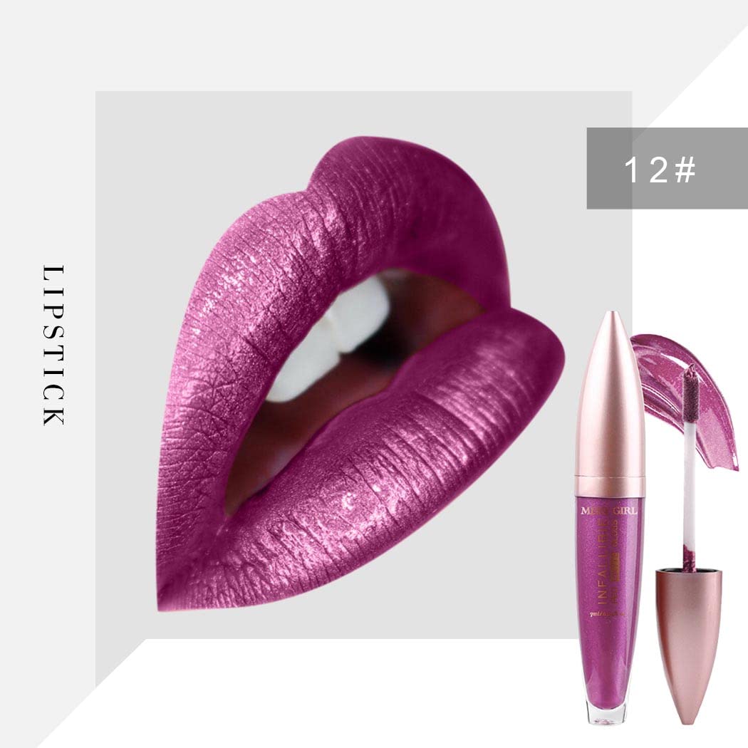 Kisshine Matte Lipstick Purple Metallic Lip Sticks Waterproof Lipsticks Long Lasting Costume Party L