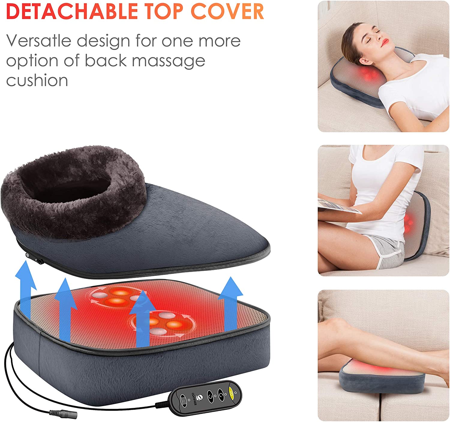 COMFIER Shiatsu Foot Massager with Heat Kneading Back Massager with