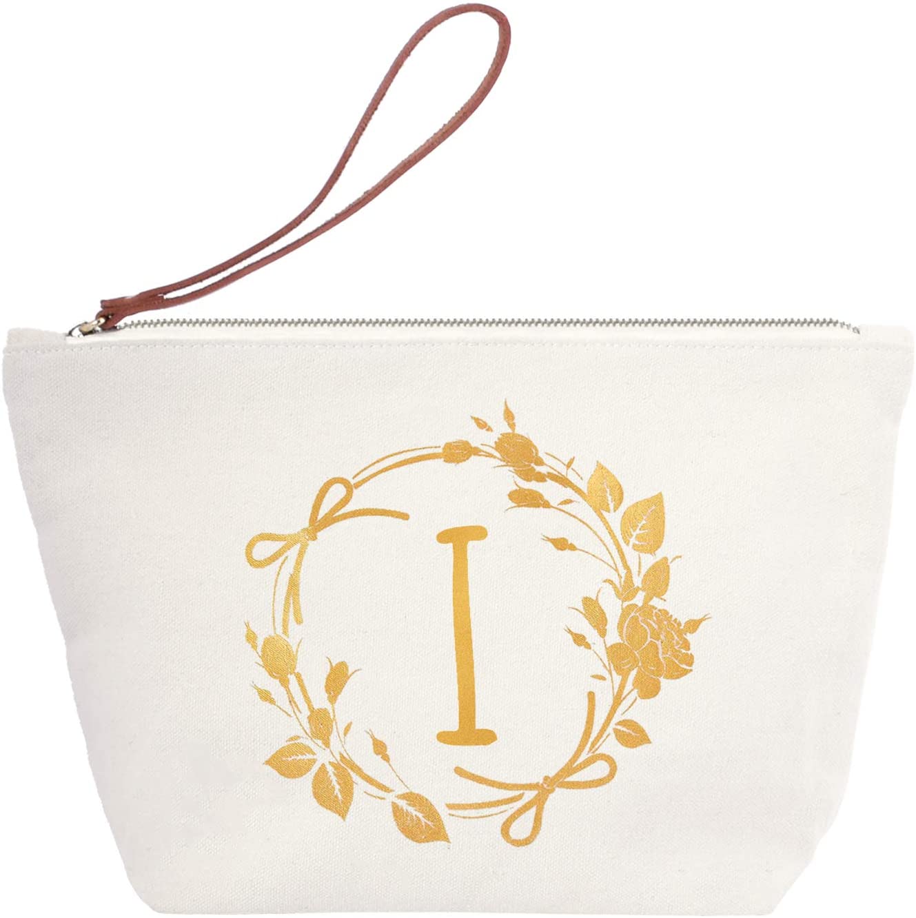 ElegantPark Monogrammed Gifts for Women Personalized Makeup Bag Monogram I Initial Makeup Bag for We