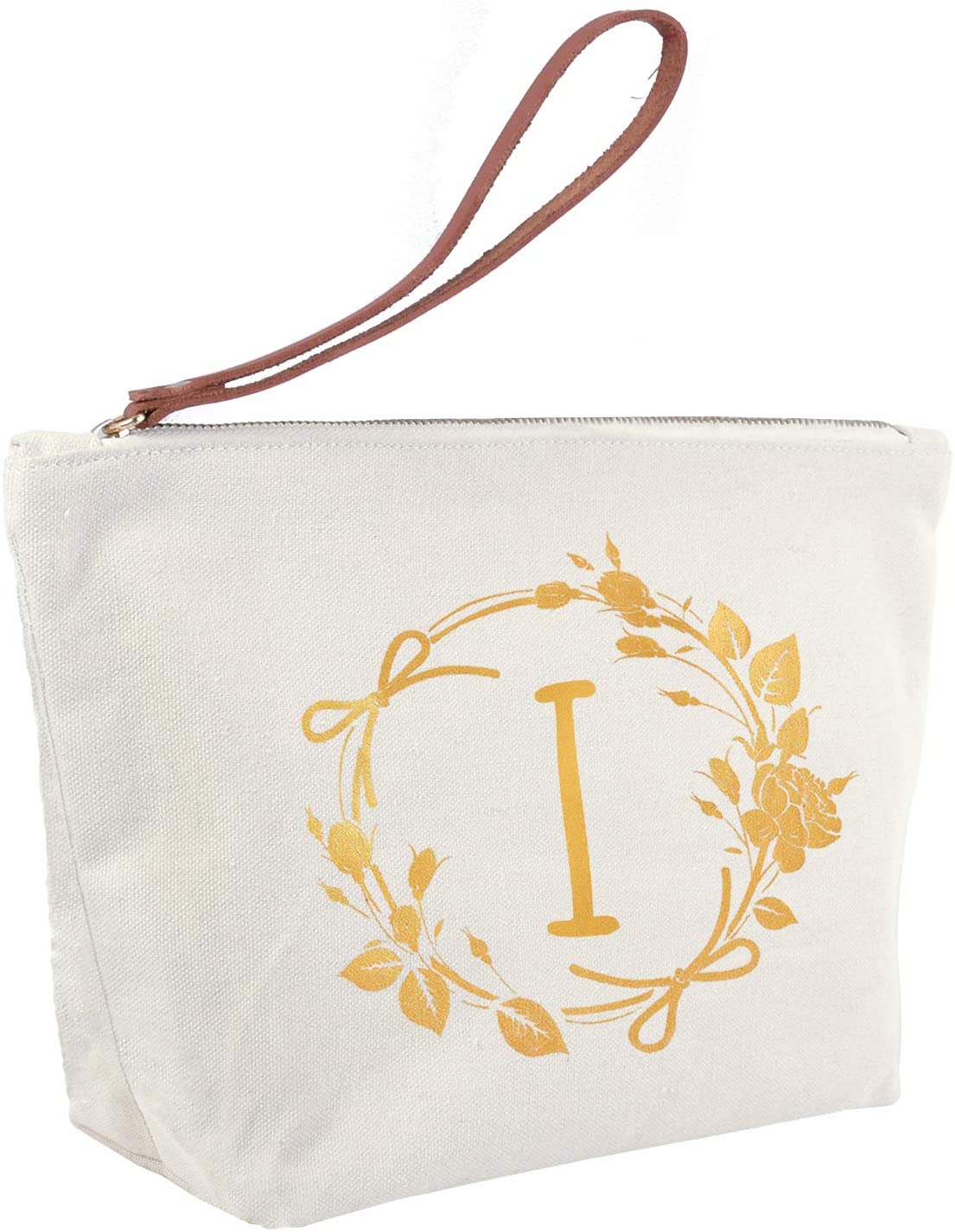 ElegantPark Monogrammed Gifts for Women Personalized Makeup Bag Monogram I Initial Makeup Bag for We