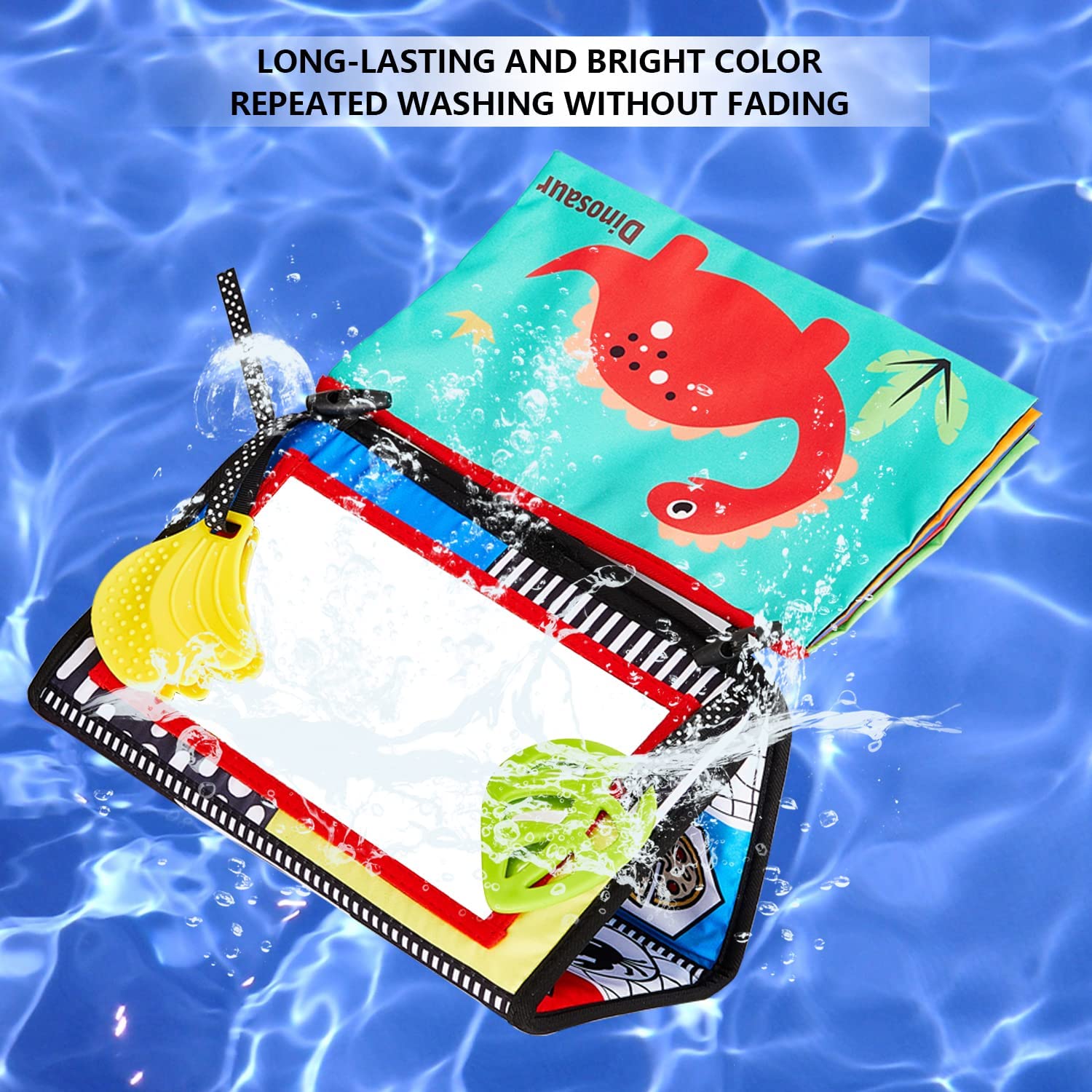 Tummy Time Floor Mirror, Baby Floor Mirror with Spinning Toy, Soft Crinkle Activity Book and Teether