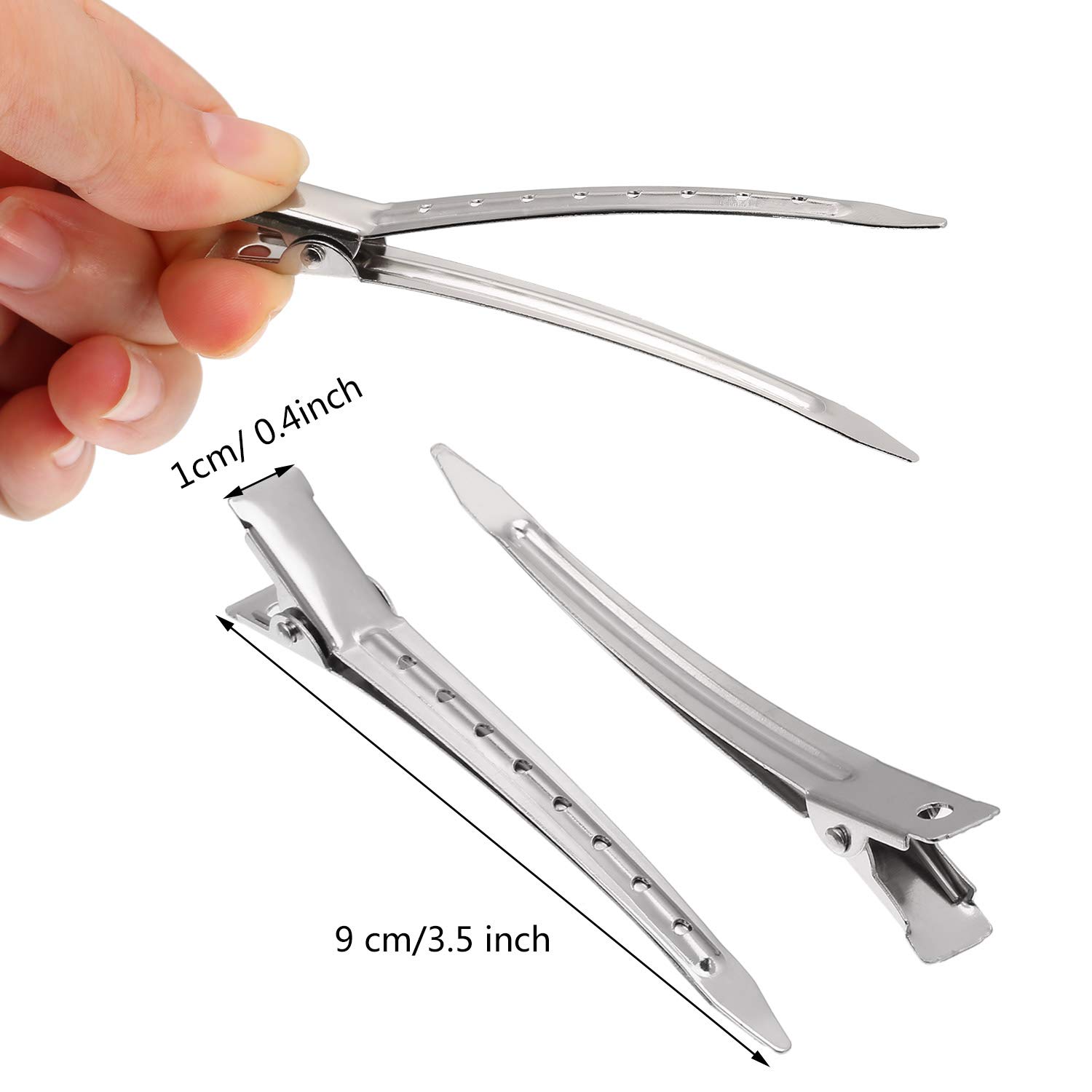 3.5 Inches Duck Bill Hair Clips Metal Alligator Curl Clips Sectioning Clips with Holes (50 Pieces)