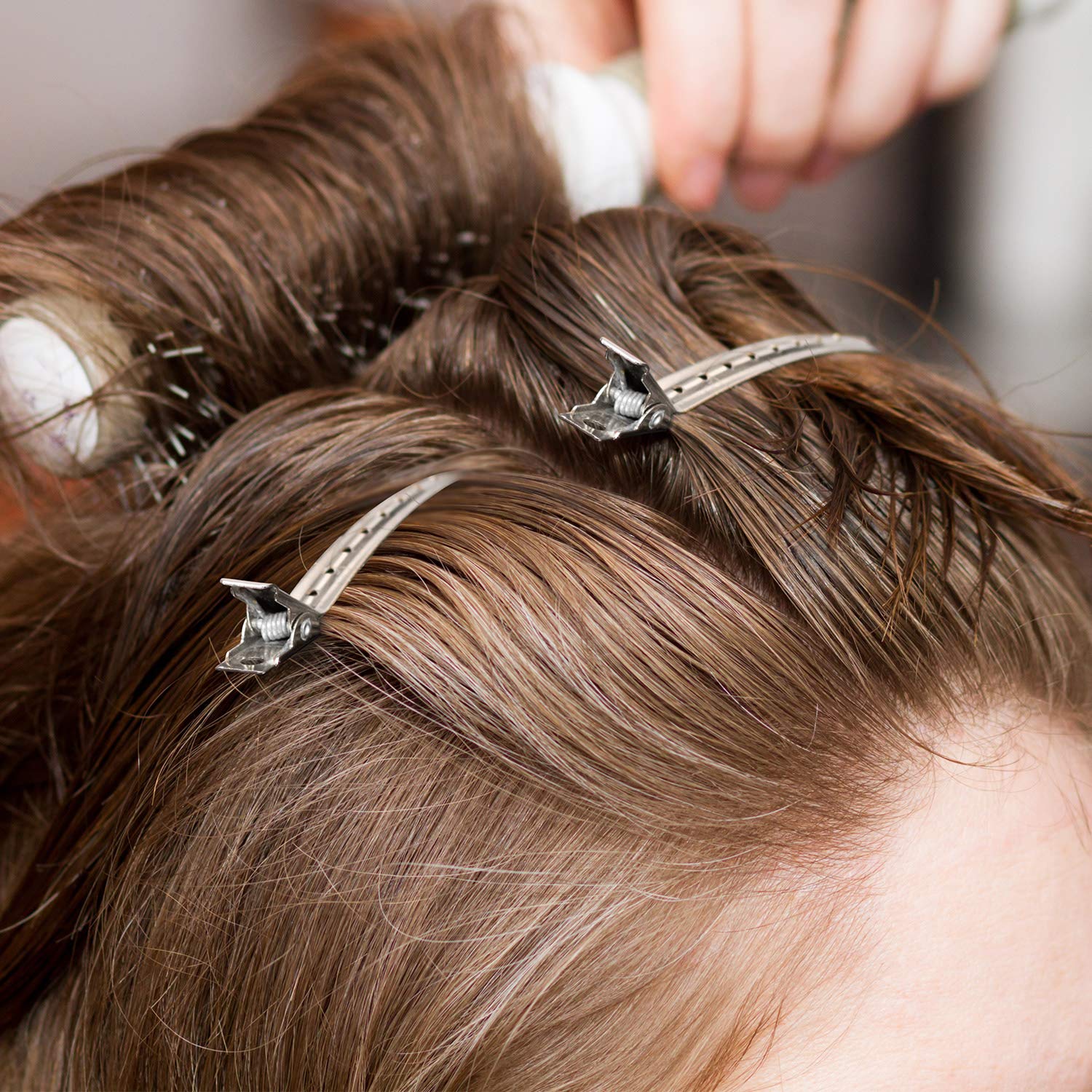 3.5 Inches Duck Bill Hair Clips Metal Alligator Curl Clips Sectioning Clips with Holes (50 Pieces)