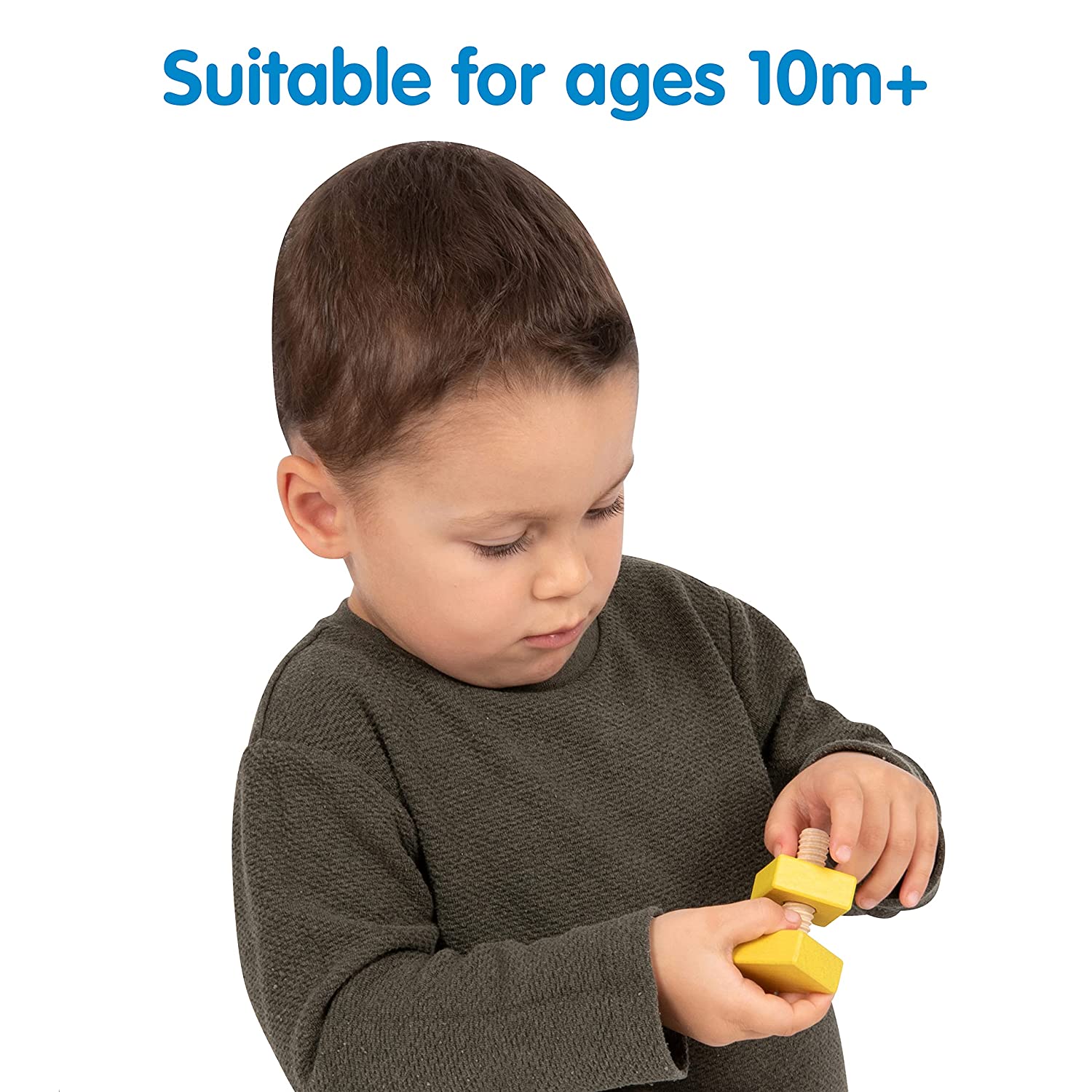 TickiT-74001 Rainbow Wooden Nuts & Bolts - Set of 14 - 7 Nuts and 7 Bolts in Matching Shapes & Color