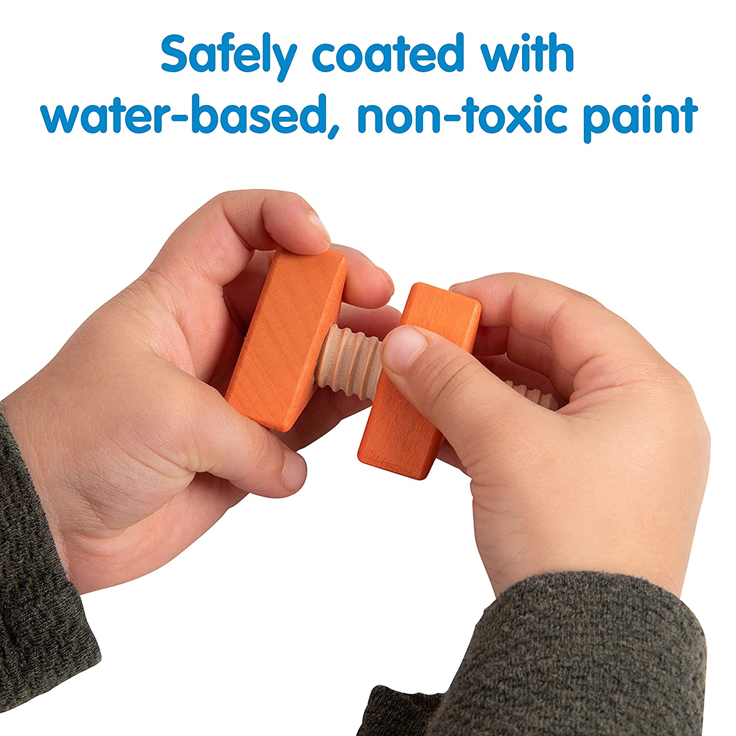 TickiT-74001 Rainbow Wooden Nuts & Bolts - Set of 14 - 7 Nuts and 7 Bolts in Matching Shapes & Color