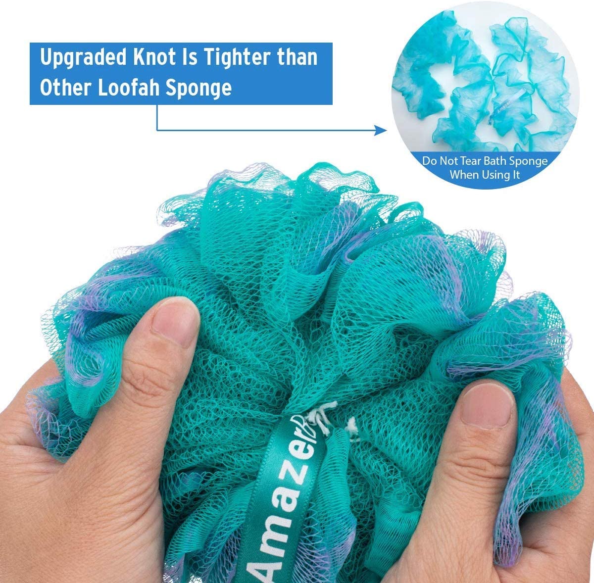 AmazerBath Shower Bath Sponge Shower Loofahs Balls 75g/PCS for Body Wash Bathroom Men Women- Set of 