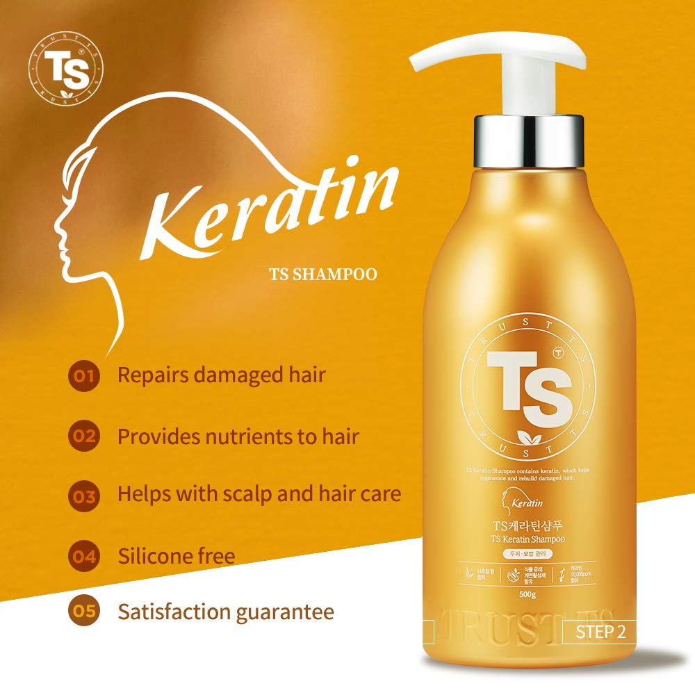 TS Keratin Shampoo (16.9 Fl Oz / 500mL) | Shampoo for Damaged Hair and Dry Scalp| Keratin Hair Care 