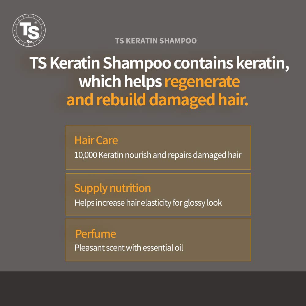 TS Keratin Shampoo (16.9 Fl Oz / 500mL) | Shampoo for Damaged Hair and Dry Scalp| Keratin Hair Care 
