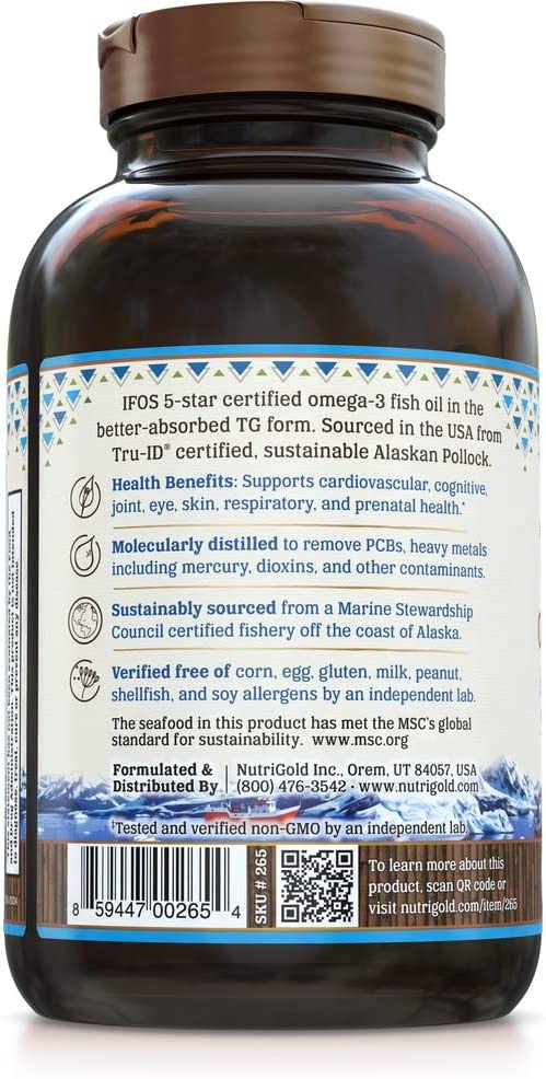 Omega-3 Fish Oil Capsules - Double Strength Omega-3 Fish Oil, 1400 mg, 180 Softgels - The GOLD Stand