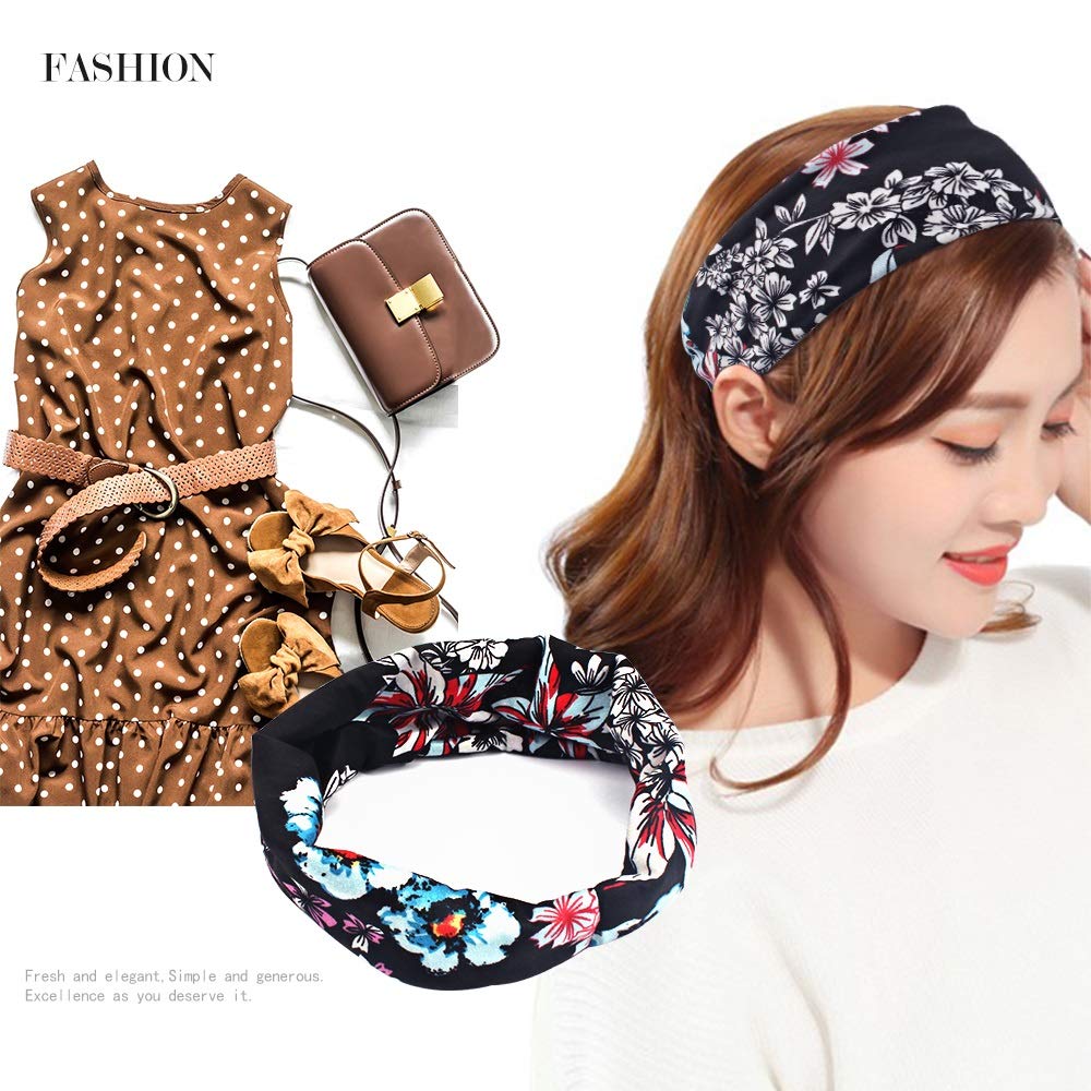 Headbands for Women, Fashion Soft Headbands for Women, Yoga Workout Headbands for Women, 10 Pack Spo