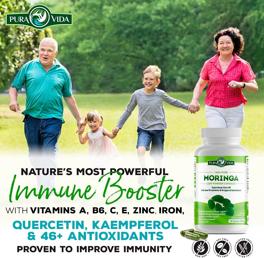 PURA VIDA MORINGA Moringa Capsules Single Origin Moringa Powder Organic. Moringa Leaf. Energy, Metab