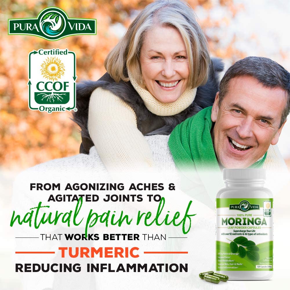 PURA VIDA MORINGA Moringa Capsules Single Origin Moringa Powder Organic. Moringa Leaf. Energy, Metab