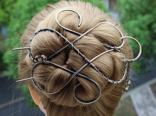 Silver Celtic Hair Clip Metal Hair Clip Large Bun Holder Hair Fork Long Thick Hair women Christmas G